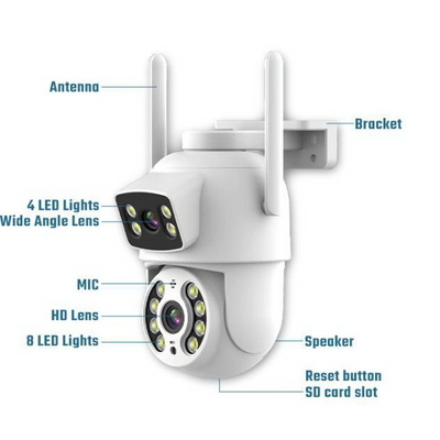 Cámara de seguridad inalámbrica de energía solar Cámara de seguridad 1080p HD resistente a la intemperie IP66 Almacenamiento con tarjeta SD